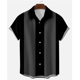 Men's 50s Shirt Vertical Striped Shirts for Men Button Up Short Sleeve Blouse Plus Size S-6XL Mens Bowling Dress 210809313x