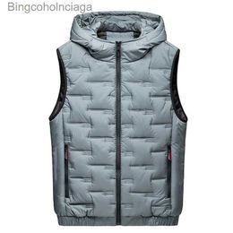 Men's Vests Men's Fall/Winter Casual Trendy Sleeveless Stand Collar lticolor Warm Hooded Vest Best SellersL231014