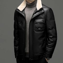 Men's Down Parkas Tops Winter 2023 90 White Duck Jacket Casual Zipper Fur Collar Puffer Coats Outwear Solid Thicken Warm Parka Clothes 231013