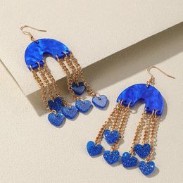 Dangle Earrings Korea Fashion Long Tassel Love Drop Women's Elegant Retro Geometric Resin Dangling Women Banquet Jewelry