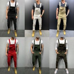 Cool Designer Brand Jeans Man Pants For Men Pocket Denim Overall Jumpsuit Streetwear Sexy Suspender Pant E21303y