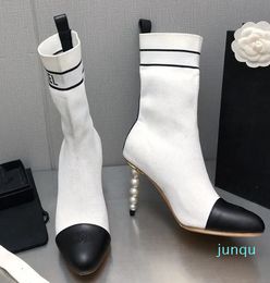 designer shoes, knitted elastic printed multi-color socks, thin high heels, high heels, women's boots with box