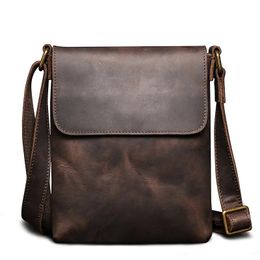 Evening Bags Nesitu Highend Vintage Brown Black Genuine Crazy Horse Leather Shoulder Small Women Men Messenger Bag for ipad mini M30172 231013