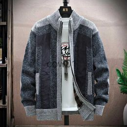 Men's Sweaters New Men's Winter Thick Hooded Sweater Fleece Slim Cardigan Male Autumn Knitted Sweatercoat Patchwork Jacket Plus Size 4XL J231014