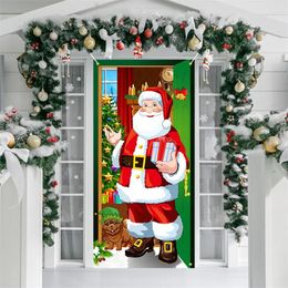 Christmas Decorations Xmas Decor Outdoor Po Santa Claus and Dog Background Hanging Cloth Decoration for Home Year 2024 231013