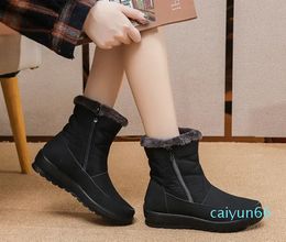 Free Shipping Waterproof New Product Snow Boots Designer Black Grey Brown Women Winter Warm Plush Ankle Booties Front Zipper Non Slip Cotton