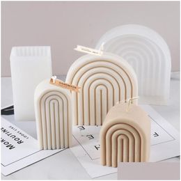 Craft Tools Art Geometric Rainbow Arch Candle Sile Mould 3D Handmade Soy Wax Mod Making Suppliescraft Toolscraft Drop Delivery Home G Dhhyn