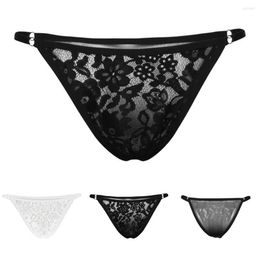 Underpants Men Lingerie Adjustable Thong Lace Panties Gay Sissy Crossdress Underwear Nightwear344b