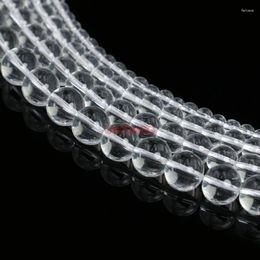 Beads Natural Stone Smooth White Clear Quartz Round Glass Loose For Jewellery Making Handmade DIY Bracelets 4/6/8/10mm