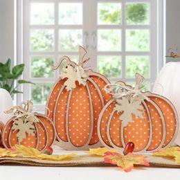 3pcs Fall Decor-Wooden Autumn Pumpkin Fall Decorations, Thanksgiving Decorations For Home Shelf, Mantel Table Decor Pumpkins Ornaments, Fall Season