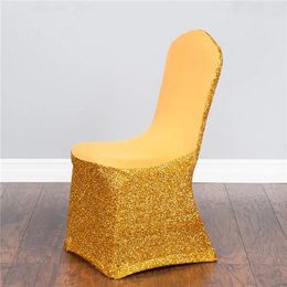 Chair Covers Good Quality Gold Silver Universal Glitter Stretch Cover Spandex Lycra For Wedding Party Banquet Decoration