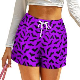 Women's Shorts Cute Flying Bats Purple Bat Oversized Casual High Waist Elegant Short Pants Ladies Y2k Custom Pockets Bottoms