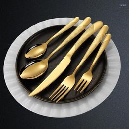 Dinnerware Sets Premium Stainless Steel Cutlery Set - Four Piece With Thick Gold Finish For Elegant Dining Experience