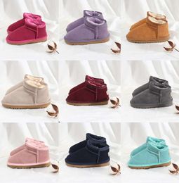 2024 Australia Warm Boots Mini Half Baby Snow Boot Ankle Boot Classic Winter Full Fur Fluffy Furry Baby Kids Booties Boys Girls Platform Booties Chestnut hg54