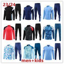 23 24 HAALAND SOCCER Training Set Long Sleeve Half ZipperDE BRUYNE FODEN 2023 2024 Football Tops Shirt Kids Kit Sets Uniform