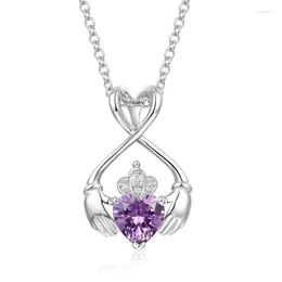 Pendant Necklaces Huitan Charming Purple Colour Heart CZ Necklace For Women Aesthetic Wedding Trend Accessories Fancy Girls Party Jewellery