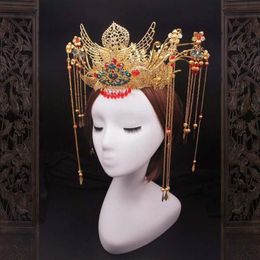 Hair Clips & Barrettes DIY Material Package Chinese Style Wedding Phoenix Crown Bride Headpiece Traditional Coronet Long Tassel Ti3040