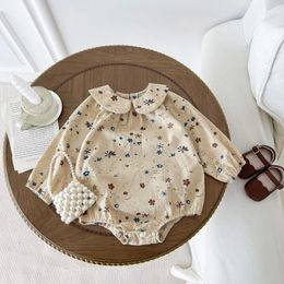 Rompers Autumn Toddler One-piece Embroidery Printing Flower Baby Girl Bodysuit