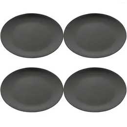 Dinnerware Sets 4 Pcs Black Melamine Plate Dish Party Round Flat Bottom Grilling Cheese Dinner Plastic Serving Platter Salad Headset