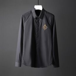 Newest Crown Bee Camisa Masculino slim plus size 4XL Non-iron setting Men Dress shirt fashion Handmade men casual shirt259c
