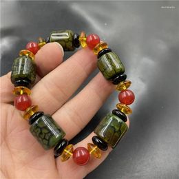 Strand Dragon Pattern Barrel Shaped Bead Bracelet Men's And Women's Agate