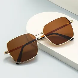 Sunglasses Metal Simple Square Large Frame Fashion Commuter Retro No Makeup UV Protection Glasses