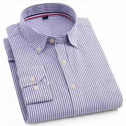 E-BAIHUI New Mens Long Sleeve Solid Oxford Dress Shirt Stripe High-quality Male Casual Regular-fit Tops Button Down Shirts L676311I