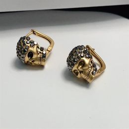 Stud Brand Fashion Jewellery For Women Anniversary Gifts Punk Skull Earrings Gold Skeleton Vintage Design Stud229u