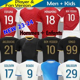 23 24 AS Monaco Soccer Jerseys Black Away BEN YEDDER MINAMINO BOADU GOLOVIN 2023 Maillot De Foot BALOGUN EMBOLO Flocage FOFANA Men Football Shirts Kids Kits AKLIOUCHE