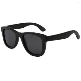 Sunglasses BerWer Black Colour Bamboo Men Brand Designer Polarised Wood Sun Glasses Vintage Wooden Sunglass Women