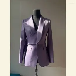 Women's Suits SuperAen Professional Suit Korean High-end High Street Purple Office Lady Women Blazer