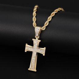 Pendant Necklaces Men Women Hip Hop Cross Necklace With 4mm Zircon Tennis Chain Iced Out Bling HipHop Jewelry Fashion Gift239E