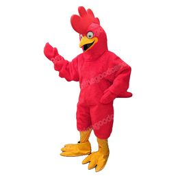 Performance Red Chicken Mascot Costume Top Quality Halloween Fancy Party Dress Cartoon Character Outfit Suit Carnival Unisex Outfit