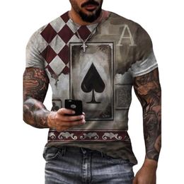 Mens Printing T Shirt Playing Card Pattern Tees Boys T-shirt for Punk Hiphop People Classic Tops for Whole241I