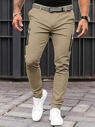 Men's Pants Cargo Loungewear Solid Zipper Fashion Pocket Male Trousers Spring Autumn Daily Style Streetwear Drop