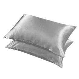 Queen Simulated Silk Pillowcase 100% Polyester Satin Pillowcase Simple Style Solid Color Envelope Closure Soft Breathable Extra Smooth Pillow Cases HW0105