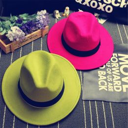 Whole-2019 Fashionable New Vintage Women Mens Fedora Felt Hat Ladies Floppy Wide Brim Wool Felt Fedora Cloche Hat Chapeu Fedor261J