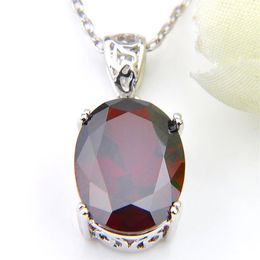 LuckyShine 925 Sterling Silver Pendant Necklaces Women's Easter Colares Ruby Jewellery Indian Garnet Gemstone Pendant Jewelry2713