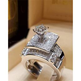 Sterling Silver Moissanite Ring For Women Wedding Bridal Sets Fine Jewelry Luxury Diamond Bohemia Set Cluster Rings266r