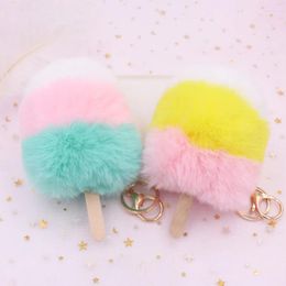 Keychains Korean Version Of The Creative Rex Hair Ball Crystal PU Fake Fur Bag Pendant Fashion Car Keychain Llavero Pom