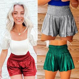 Women's Shorts Women Smocked High Waist Glitter Metallic Flowy Dance Baggy