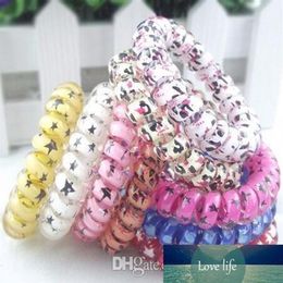 100Pcs High Quality Random Colour Leopard Star Hair Rings Telephone Wire Cord Hair Tie Girls Elastic Hair Band Ring Rope Bracelet S227k