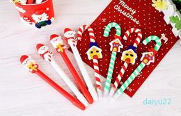 wholesale Cute Christmas Snowman Ceramic Ball Pen crutches Cartoon Christmas Santa Claus Ballpoint Office School Stationery