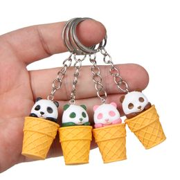 Cartoon Design Key Chains Little Animal Key Rings Ice Cream Panda Rabbit Bunny Pendant Cute Car Keychains Trinket Bag Charms Gift DIY Jewelry Keyrings Accessories