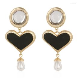 Dangle & Chandelier Fashion Heart Resin Drop Earring For Women Wedding Jewelry Boho Simulated Pearl Statement Party Gifts 2022Dang315S