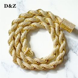 Pendant Necklaces D Z 8mm Rope Chain Spring Buckle Iced Out Cubic Zircon Stones For Men Hip Hop Jewelry 221105235E