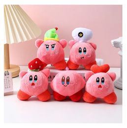 INS Cute Strawberry Kirby Plush Keychain Jewelry Schoolbag Backpack Ornament Kids Toy Gifts About 12cm