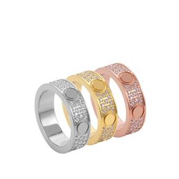 Fashion Classic Jewelry Love Band Rings Titanium Steel Full Diamond Women Ring Gifts Couples Valentine's Day Size 5 To 11252e