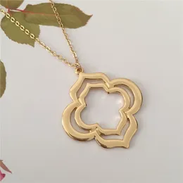 Pendant Necklaces Bohemia Gold Colour Plating Floral Hollow Overlap Long Necklace For Women Girl Lady Elegant