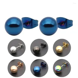 Stud Earrings Fashion Classic Round Ball Stainless Steel Simple Punk Hip Hop Ear Jewellery Party Gifts For Women Men Unisex